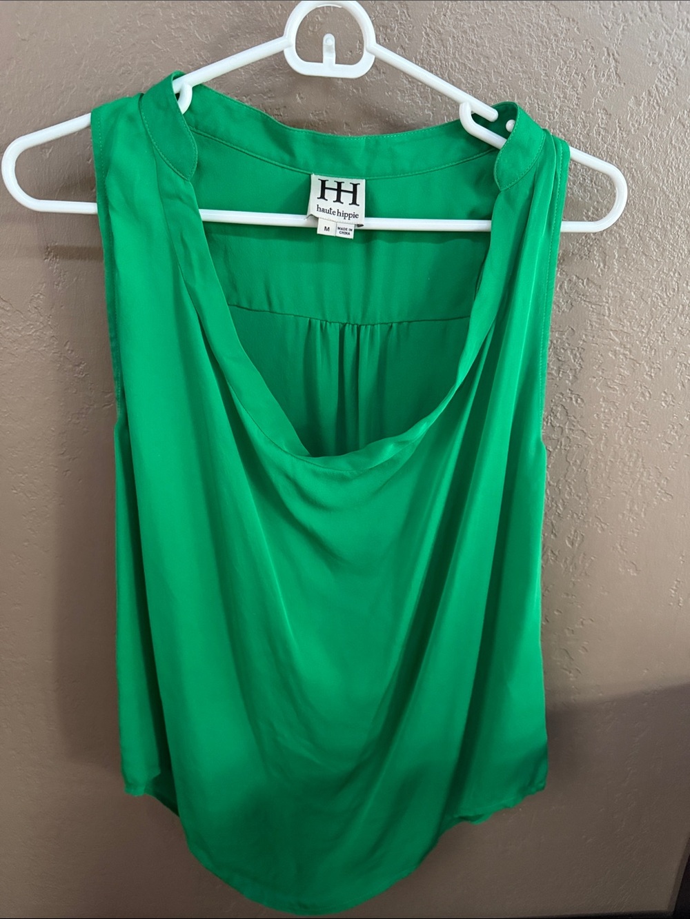 Haute Hippie Emerald Green Draped Cowl Tank